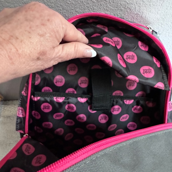 Perfectly Posh~Stylish pink, gray and black backpack~NWOT - Picture 6 of 14